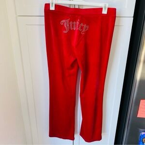 Juicy couture womens red velour pants size large sweatpants NWOT